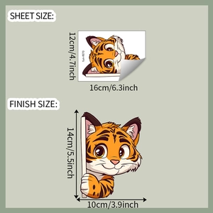 Cartoon tiger car sticker sheet size 12x16cm and finished peeking effect display
