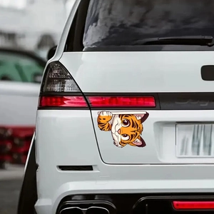 Cute Cartoon Tiger Peeking Car Sticker Waterproof PVC Animal Peeping Decal For Auto Window Laptop Home Decoration Tiger Self Adhesive Sticker