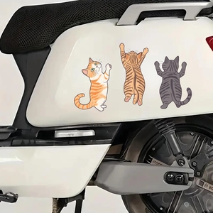 Three cute cartoon cats decorative stickers for car and motorcycle styling decorations