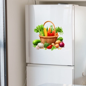 3D colorful vegetable basket wall sticker for kitchen fridge and home decoration