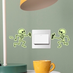 Luminous skull wall stickers for light switch decoration with glow in the dark effect