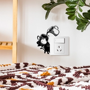 Kreativer Kaffeekannen Wandaufkleber für Lichtschalter in minimalistischem Design