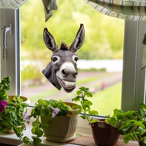 Funny 3D donkey head window sticker decal for creative home glass decoration