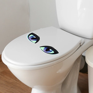 Creative blue eye bathroom toilet seat stickers with cartoon gradient pupil decals