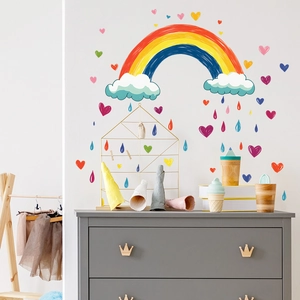 Rainbow and heart wall stickers for nursery and children's room home wall decoration