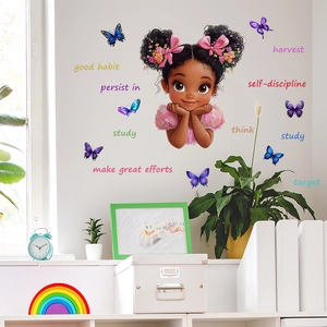 Stickers muraux fille avec citations anglaises et papillons pour décoration de chambre d'enfant
