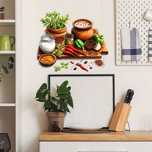 Colorful vegetable and fruit cutting board wall sticker for modern kitchen decoration