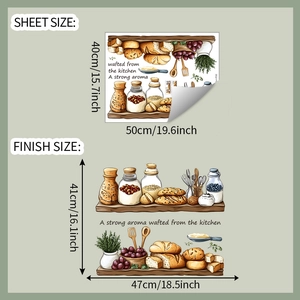 Detailed sheet size 40x50cm and finish size 41x47cm of food theme wall stickers