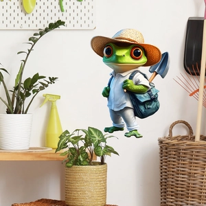 3D Cartoon Frog Wall Sticker DIY PVC Self Adhesive Adventurer Frog Decal For Bedroom Living Room Bathroom Toilet Lid Decoration