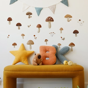 Cartoon Mushroom Wall Sticker PVC Printed Forest Style Removable DIY Decal For Nursery Kids Room Living Room Bedroom Art