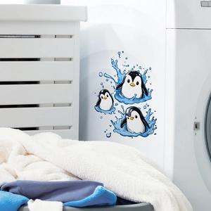 Cartoon penguin wall stickers set for home decor and appliance beautification