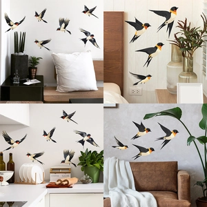 Modern Minimalist Realistic Bird Wall Stickers PVC Painted Swallow Decals For Bedroom Living Room Home Background Decoration Wall Sticker