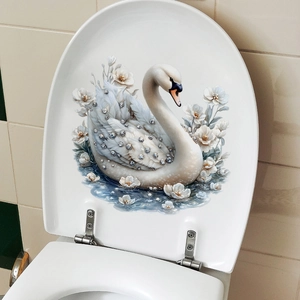 Close-up of 3D floral swan wall sticker with elegant faux diamond embellishments