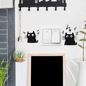 Cartoon black cats wall decal for light switch decoration in cozy living room