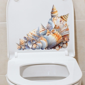 3D Visual Sea Shell Snail Pattern Toilet Seat Sticker Removable PVC Waterproof Bathroom Decal For Home Decor Wall Art