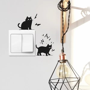 Creative black cat silhouette wall stickers for light switches and home decor