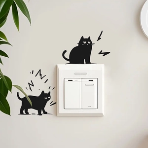 Cartoon black cat wall stickers and light switch decals for home wall decoration