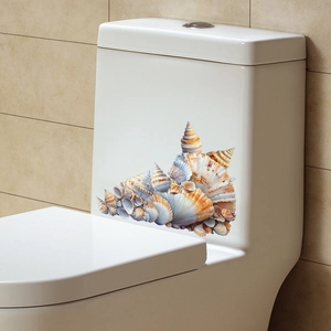 3D colorful sea shells bathroom wall sticker for toilet tank home decoration