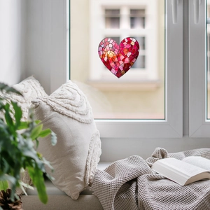 Colorful mosaic heart stained glass window sticker for home aesthetic decoration