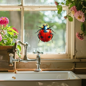 Realistic 3D Ladybug Window Clings Static Cling UV Printed PVC Decal For Home Glass Decoration Removable Insect Sticker
