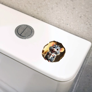 Detailed view of 3D mouse wall sticker showing a cute cartoon mouse on a white surface