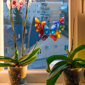 Colorful butterfly window static clings in heart shape cluster for home glass decoration