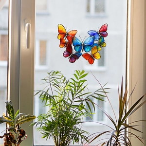 Butterfly Window Stickers Static Cling Stained Glass Effect Rainbow Suncatcher Decal For Glass Windows Home Decoration