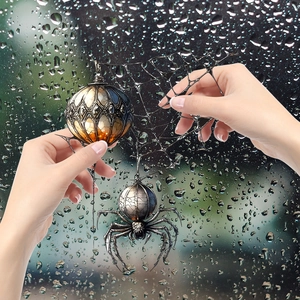 Gothic spider and stained glass ball window suncatcher decoration for Halloween