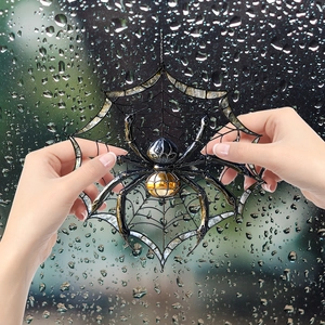 Creative spider web suncatcher with black and gold spider for balcony window decoration