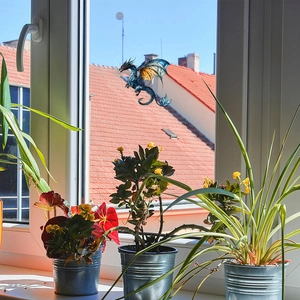Blue and orange fantasy dragon suncatcher window sticker for home glass decoration