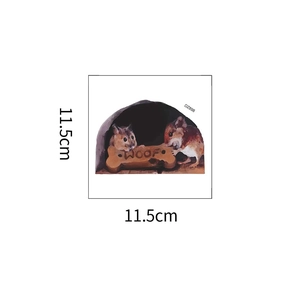 Detail of 3D mouse hole wall sticker with mice and WOOF bone, size 11.5cm x 11.5cm