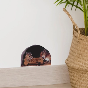 3D realistic hamster mouse hole wall sticker for home decoration featuring woof bone pattern