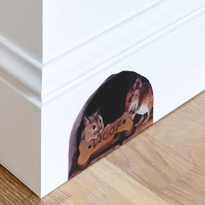 3D wall sticker featuring cute cartoon mice in a hole for home corner decoration