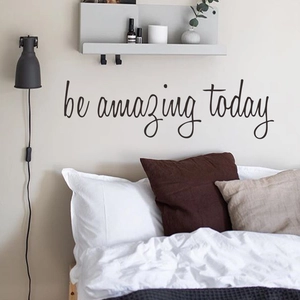 Sticker mural inspirant 'be amazing today' noir mat pour décoration de chambre moderne