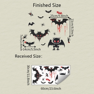 Détail montrant la taille de la planche et le rendu final des stickers chauve-souris