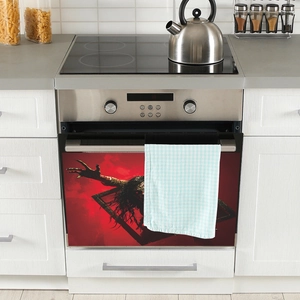 Gruseliger Zombie Monster Aufkleber für Halloween Küchendekor am Backofen