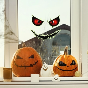 Glow-in-the-dark Halloween spooky eye and mouth wall stickers for home window decor