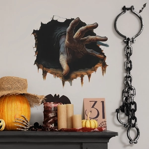 3D Halloween Zombie Hand Wall Sticker Realistic Broken Wall Effect Horror PVC Decal For Living Room Bedroom Home Decor