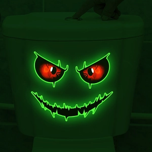 Halloween Glow In The Dark Wall Sticker Luminous Eerie Eyes Mouth PVC Removable Decal For Living Room Bedroom Bathroom Decor