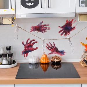 Realistic Halloween bloody handprint stickers for glass windows and wall decoration