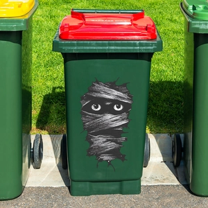 Spooky mummy eyes garage bin sticker for Halloween outdoor lawn decoration stickers