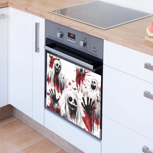 Halloween faceless ghost dishwasher magnet decal with spooky blood splatter effects