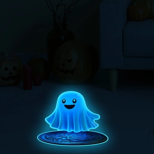 Luminous blue ghost decoration with black base for Halloween home bedroom atmosphere