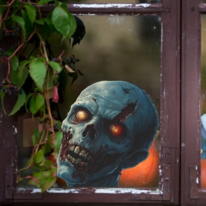 Stickers de fenêtre statiques zombie effrayants d'Halloween pour vitre et maison