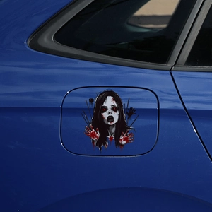 Autocollant de voiture fantôme à longs cheveux pour réservoir décor d'Halloween
