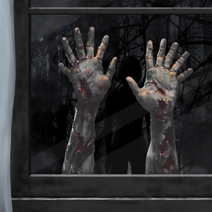 Halloween Scary Zombie Hand Window Stickers Bloody Corroded Palm Static Cling PVC No Glue Glass Decor For Holiday Party