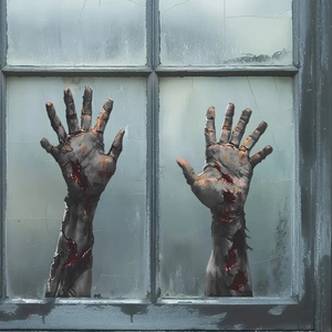 Halloween bloody zombie hand window clings for spooky home glass decoration decor