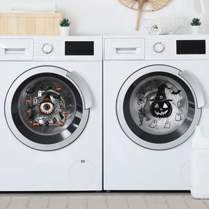 Halloween eyeball and pumpkin static stickers for front-loading washing machine decor
