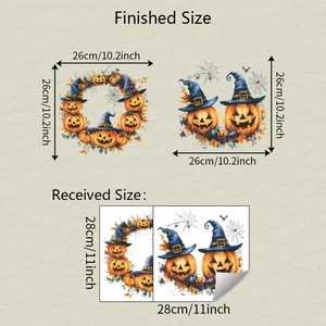 Halloween pumpkin wall decals dimensions 26cm assembled and 28cm layout size sheets
