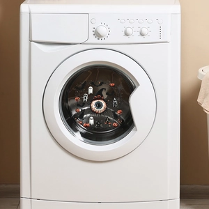 Halloween scary eye static sticker on washing machine with wizard hat and ghost patterns
